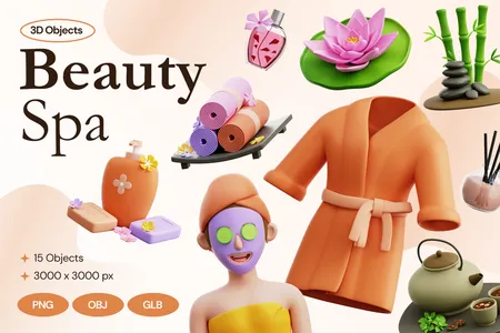 3D立体插画美容美容水疗中心模型