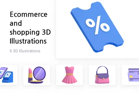 3D插画服装电子商务和购物