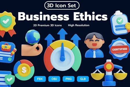 3D立体免扣素材商业商业道德模型