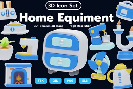 3D立体免扣素材电器家用设备模型