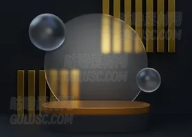 空白空间黑色和金色讲台 Blank space Black and Gold Podium