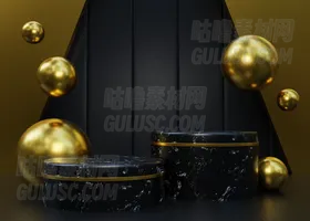 黑色和金色豪华领奖台 Black and Gold Luxury Podium