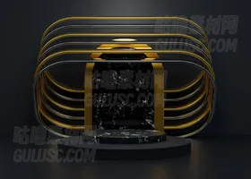 黑色和金色广告讲台 Black and Gold Advertisement Podium