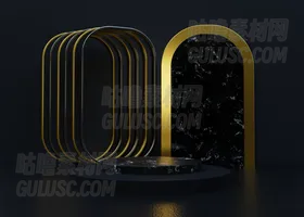 黑色和金色豪华领奖台 Black And Gold Luxury Podium