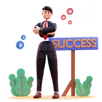 成功的商人充满信心 Successful businessman standing with confidence