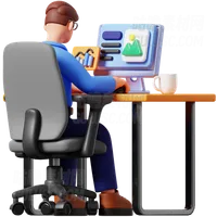 从事计算机工作的商人 Businessman Working On Computer