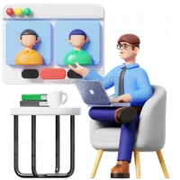 参加在线会议的商人 Businessman Attending Online Meeting