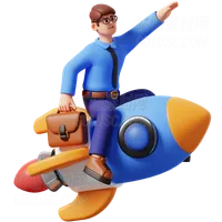 商人骑火箭 Businessman Riding Rocket