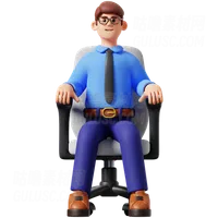 坐在办公椅上的商人 Businessman Sitting on Office Chair