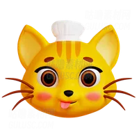 带厨师帽的傻猫 Silly Cat with Chef Hat