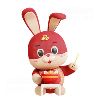 中国兔子吃面条 Chinese Rabbit Eating Noodle