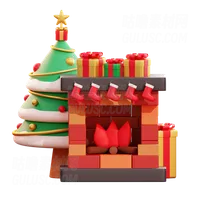 圣诞树和壁炉 Christmas Tree And Fireplace