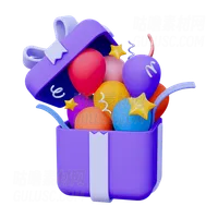 带气球的礼品盒 Gift Box with Balloons