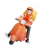 送货员骑踏板车 Delivery man riding scooter