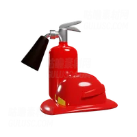 红色灭火器和消防员头盔 Red Fire Extinguisher And Firemans Helmet