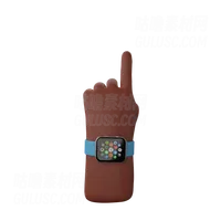 手持智能手表显示手指向上手势 Hand with smart watch showing Finger up gesture