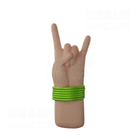 带有手镯的手，显示摇滚标志 Hand with bangles showing Rock N’ Roll Sign