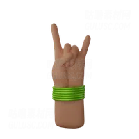 带有手镯的手，显示摇滚标志 Hand with bangles showing Rock and Roll Sign