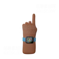 手持智能手表显示手指向上手势 Hand with smart watch showing Finger up gesture