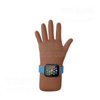 带有智能手表的手显示停止手势 Hand with smart watch showing Stop gesture