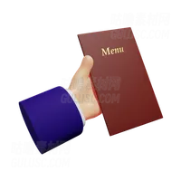 持有菜单卡 Holding Menu Card