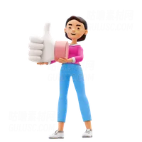 女人竖起大拇指 Woman showing Thumbs Up