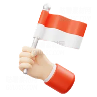 手持印尼国旗欢呼 Hand Cheering With The Indonesian Flag