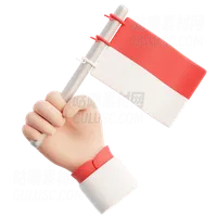 手持印度尼西亚国旗 Hand Holding Indonesia Flag