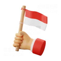 手持印度尼西亚国旗 Hand Holding Indonesia Flag