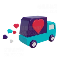 送货卡车用爱送货 Delivery truck delivering with love