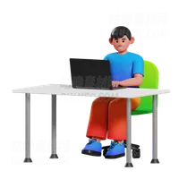 坐在桌子上的男孩 Boy sitting on desk