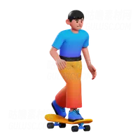 骑滑板的男孩 Boy riding skateboard