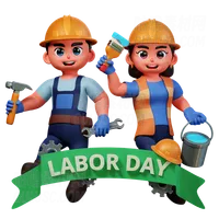 庆祝劳动节的女孩和男孩 Girl And Boy Celebrating Labor Day