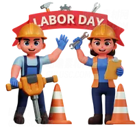 建筑工人庆祝劳动节 Construction Worker Celebrating Labor Day