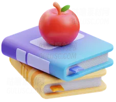 书籍和苹果水果 Books and Apple Fruit