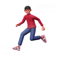 男孩跑步姿势 Boy Running Pose