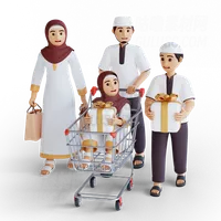 穆斯林家庭在斋月购物 Muslim family doing shopping on Ramadan