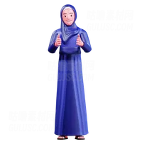 穆斯林女性露出拇指 Muslim Female showing thumb up