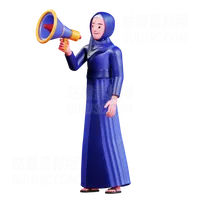 带扩音器的穆斯林女性 Muslim Female With megaphone