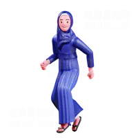 穆斯林女性在空中跳跃 Muslim Female jumping in air