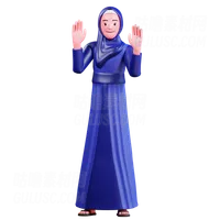 穆斯林女性举起双手 Muslim female raising both hand