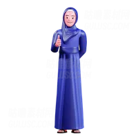 穆斯林妇女露出拇指 Muslim woman showing thumb up