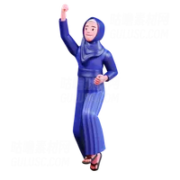 空中跳跃的伊斯兰女孩 Islamic girl jumping in air