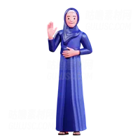 穆斯林女性举手 Muslim Female raising hand