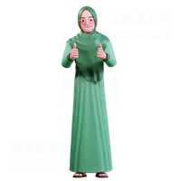 穆斯林女性露出拇指 Muslim Female showing thumb up