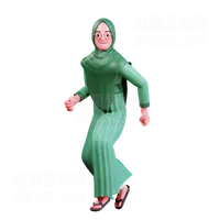 穆斯林女性在空中跳跃 Muslim Female jumping in air