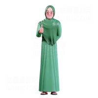 穆斯林妇女露出拇指 Muslim woman showing thumb up