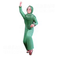 空中跳跃的伊斯兰女孩 Islamic girl jumping in air