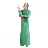 穆斯林女性指向 Muslim Female pointing up