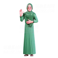 穆斯林女性举手 Muslim Female raising hand